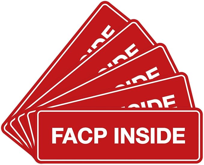 Signs ByLITA Standard FACP Inside Sign | Fire Safety Signage (Red) - Small 5 Pack