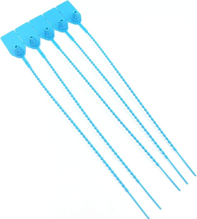 250mm Pull-Tite Plastic Security Seals Shipping Tags Disposable Signage Numbered(Package of 100) (Blue)