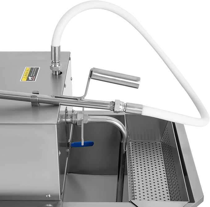 Mobile Fryer Filter Machine, 550W 110V 55L/14.53 Gal Commercial Oil Filler Cart Truck Separator Stainless Steel Cooking Oil Filtration System with 32L/8.45/Gal/min Pump for Supermarket Restaurant