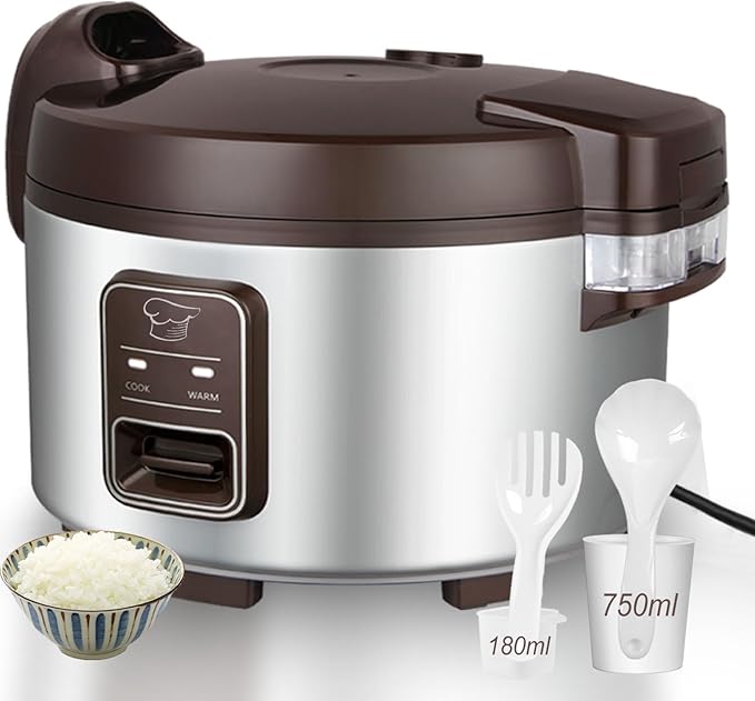 13.8 QT Large Commercial rice cooker 65 cups cooked 32 cups uncooked rice Commercial Electiric Rice Warmer for 18-28 people, with One-Touch Operation