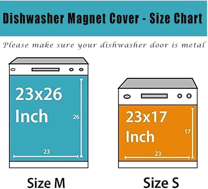 Pastoral Style Dishwasher Magnet Cover, Sunflower Birds Magnetic Dishwasher Door Decal Apples Floral Magnets Kitchen Decorative Sticker Refrigerator Magnets Decor Appliance Panel, 23x26 in