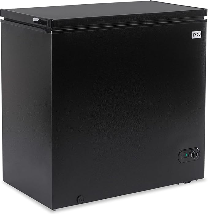 TABU 10 Cubic Feet Chest Deep Freezer, Large Freestanding Chest Freezer with 7 Level Adjustable Temperature& Removable Storage Basket, Top-opening,Energy Saving, Black