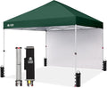 CROWN SHADES 8x8 Pop up Canopy Instant Canopy with 1 Removable Sidewall,4 Ropes & 8 Stakes, STO'N and Go Bag, Forest Green