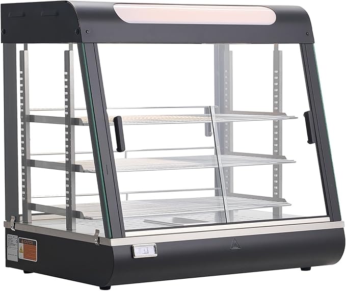 VEVOR 3-Tier Commercial Food Warmer Display, 1200W Food Display Warmer with LED Light, Top Storage and Adjustable Shelves, 86℉~185℉ Steam Heating, 106Qt/100L for Hamburger, Pizza, Bread, Fried Chicken