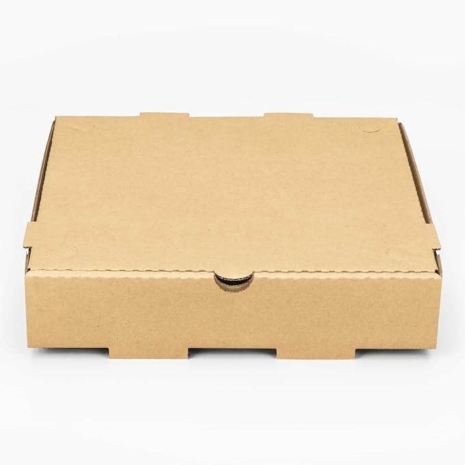 Karat Pizza Boxes 10" x 10" [50 Pack] Kraft Corrugated Boxes | Ventilated, Grease-Resistant, Durable for Pizza or Mailing Use