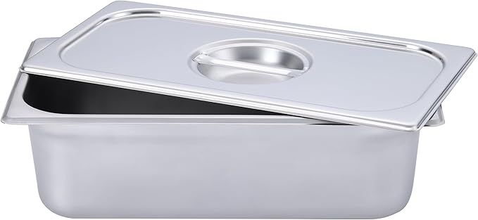 BIRDROCK HOME Stainless Steel Steam Table Pan Lids - Restaurant and Catering Supplies - 24 Gauge Steel - Perfect for Meal Prep, Cooking, and Food Storage Container - 6 Pack, Fits 1/3-Size Hotel Pans