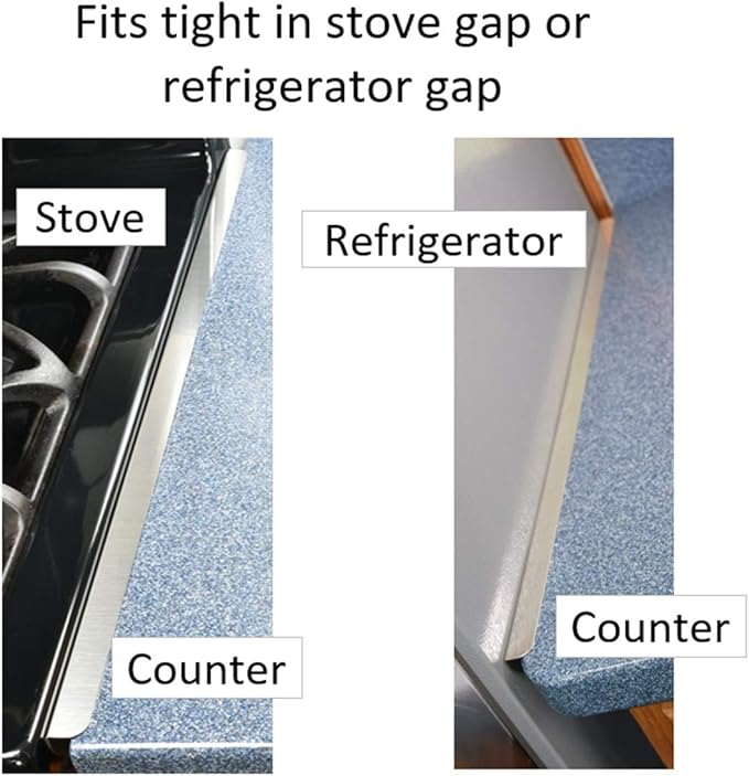 TrueGem Stove Gap Covers - 23.4", 316 Stainless Steel | Oven Side Gap Filler | Range Trim Kit | Guard Between Stove Top & Counter