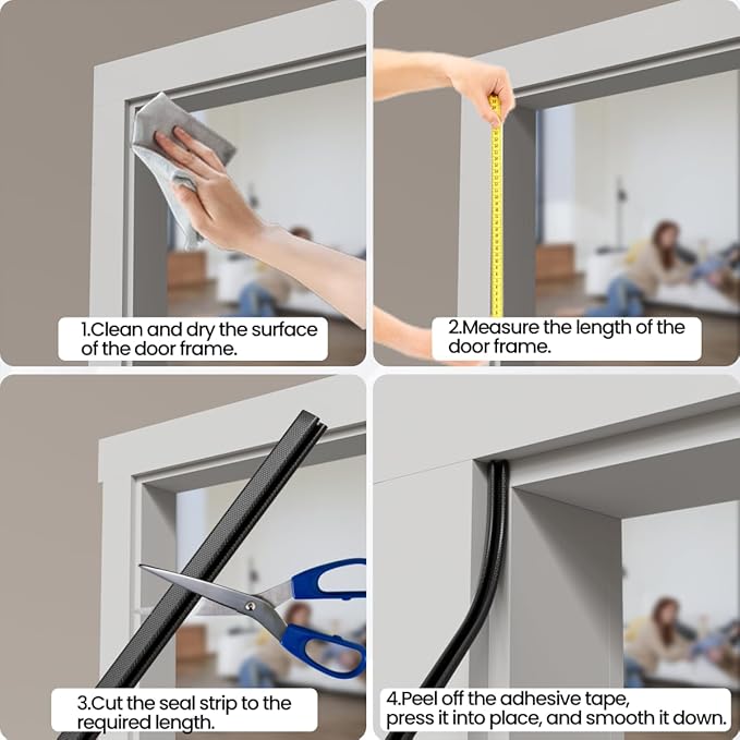 V Shape Foam Weather Stripping Door Frame Seal Strip 2Pcs×26FT White, Draft Stopper, Insulation Winter, Weatherstripping, Gap Sealing, Soundproofing, Self-Adhesive Used for Exterior Front Door Side