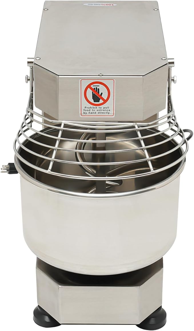 Commercial Dough Kneading Machine 750W Heavy Duty Electric Spiral Dough Mixer 10.6QT Dual Rotating Flour Mixing Machine with Dual Speed, Safety Shield for Bakeries, Pizzeria, Restaurant