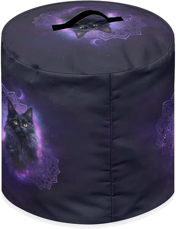 Xoenoiee Black Cat Boho Mandala Print Pressure Cooker Cover for Kitchen Appliance Dust Cover with Pockets for Rice Cooker Air Fryer Slow Cooker, for 8 Qt Pot