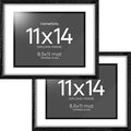 Homeforia 11x14 Diploma Frame Black Wood, High End Black Oak 11 x 14 Certificate Frames with Mat 8.5x11, 14x11 Wooden Document Matted Frame, Award Graduation Frames, Tempered Glass, Wall Kit, Set of 2