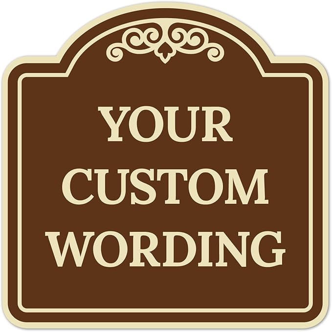 Custom Decorative Sign, Personalized Metal Sign for Business, Driveway, Home, Airbnb, Office Door Plaque, Brown Background Sign, 18x18 Inches, ACM, Fade Resistant, Made in USA by Sigo Signs