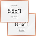 Homeforia 8.5x11 Diploma Frame Rose Gold, High End Metal 8.5 x 11 Certificate Frames, 11x8.5 Document Frames for Wall or Tabletop, 8.5 by 11 Award Letter Size Frame, Tempered Glass, Wall Kit, Set of 2