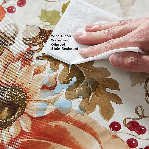 Newbridge Bountiful Fall Harvest 70 Inch Round Vinyl Tablecloth