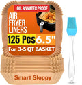 6.5 inch Square Air Fryer Liners Disposable Parchment Paper Liner Airfryer 3-5 QT Basket inserts Filter Sheets EXTRA THICK 40 GSM - Pack of 125