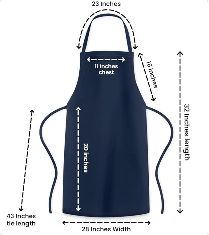 Aprons for Men - 100% Polyester Chef Apron Women with Extra Long Ties - Cooking Aprons for Women & Mens Apron