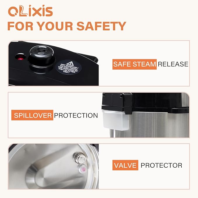 OLIXIS Electric Pressure Cooker 8.45Quart, 24 Functions in 1, Stainless Steel Pressure Cooker for Canning, Slowcook, Yogurt, Steam, Rice Grain, Soup, Bean, Poultry, Beef, Bake, Stew, Porridge