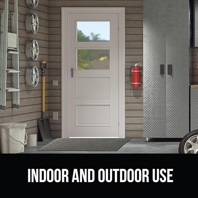 GORILLA GRIP Front Door Mat, 72x24, Indoor Outdoor Ultra Absorbent HydroAbsorb Doormat, Absorbs Up to 2.75 Cups of Water, Stain and Fade Resistant, Rubber Backing Doormats, Captures Dirt, Grey