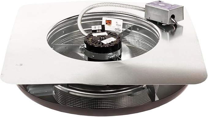 Master Flow GAF 1500 CFM Powered Roof Mount Attic Fan with Humidistat & Thermostat Controller for Up to 2800 Sq Ft | Durable Galvanized Steel Construction | Built-In Screen - ERV6BLHT