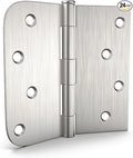 goldenwarm 24 Pack Brushed Nickel Door Hinges 4inch x 4 inch Door Hinge Satin Nickel Iron Hinges with Square & Round Corners