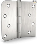 goldenwarm 6 Pack Brushed Nickel Door Hinges 4 inch Door Hinge Satin Nickel Iron Hinges with Square & Round Corners