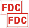 FDC Sign, 2 Pack Outdoor Aluminum Metal Sign, FDC Signs for Fire Department Connection, UV Protected Weather Resistant and Easy to Install (White Color, 18 x 12 inches)