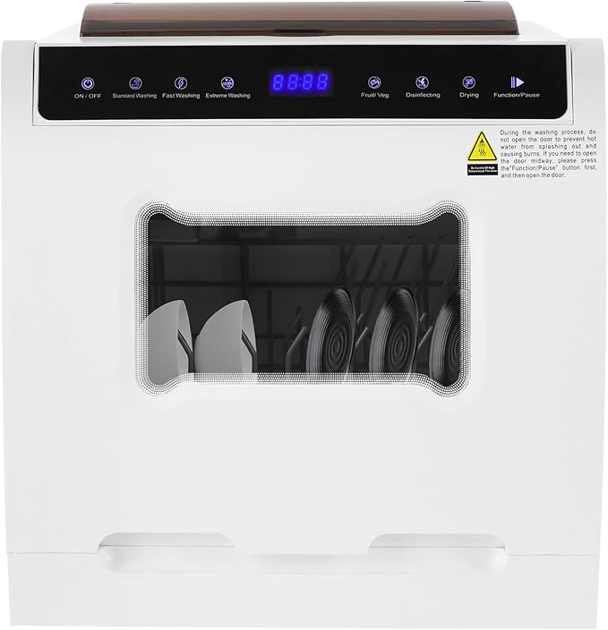 Countertop Dishwasher Portable with 6 Programs, 5L Built-in Water Tank, 161.6℉ High-Temp for Apartments, Dorms and RVs