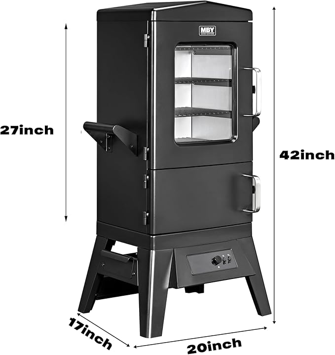 Digital Electric Smoker with Cover, LED Display Build in Meat Probe Large Capacity BBQ Smokers, 4 Racks Smoke More with 633 sq in Cooking Area
