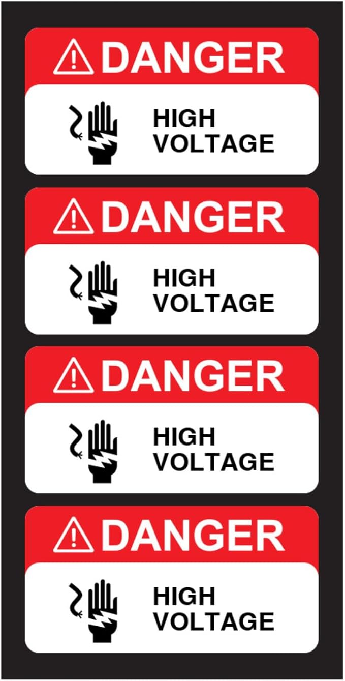 Danger High Voltage Stickers (Small) | Heavy-Duty Signs for Machinery & Equipment | Weatherproof, Ultra Durable Safety Labels – USA Made (2x1 Inch), 20-Pack
