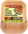 380 Pcs Air Fryer Liners Disposable, Food Grade Parchment Paper Liners,Oil-Proof& Non-Stick, Suitable for Air Fryers, Microwaves, Ovens(8 Inch,380Pcs)