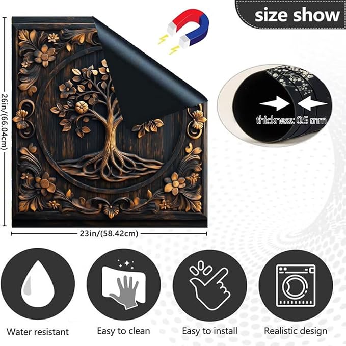 Farmhouse Tree of Life Dishwasher Magnet Cover,Vintage Tree Wood Floral Magnetic Dishwasher Cover Vinyl Sticker,Fridge Door Cover Magnets Art Skin Panel Decal,Home Decor Decal,23"X26"