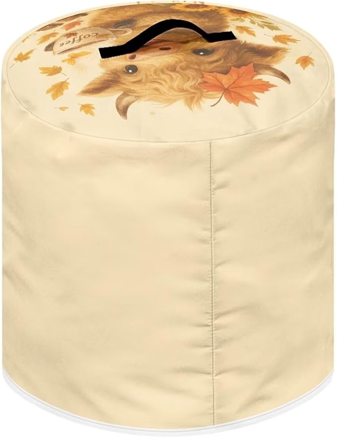 Thanksgiving Day Decor Kitchen Appliance 8 Quart Pressure Cooker Air Fryer Rice Cooker Dust Cover with Top Handle and Storage Pocket Maple Leaf Cute Highland Cow