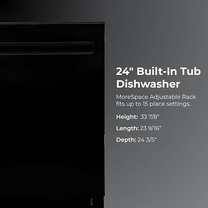 Kenmore 22-14679 24" Built-In Dishwasher - UltraWash Plus, TurboDry, EasyFlex Third Rack & SmartWash Cycle - 15 Place Settings - 45 DBA - ENERGY STAR Certified - 24" - Black