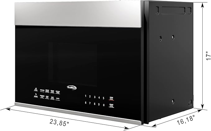 KoolMore 1.3 cu. ft. 24 inch Over The Range Stainless Steel Microwave (KM-MOT-OP1SS), 300 CFM Vent Hood Function, 1000W