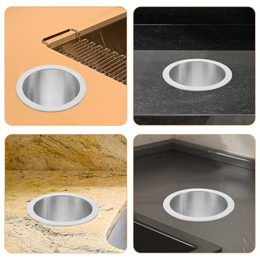Cabilock Stainless Steel Round Countertop Trash can Lid Small Wastebasket Cover Kitchen Garbage Bin Replacement Lid 5.90X4.72X3.14 Inches