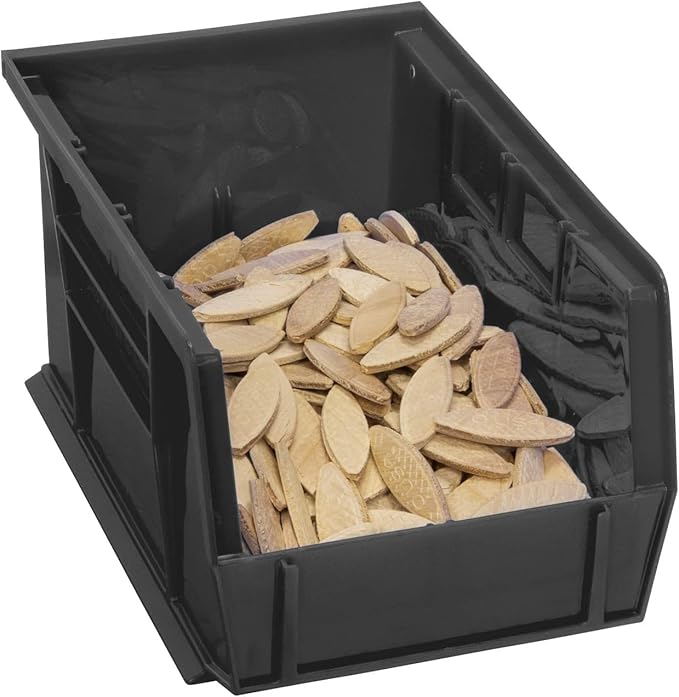 Akro-Mils 30237 AkroBins Plastic Storage Bins, Space-Saving Stackable Bins for Garage, Pantry, Craft Organization, 9-" x 6-" x 5-", Black, 12-Pack
