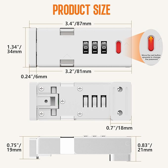 Keyless Cabinet Lock,Cabinet Password Locks with Luminous,3-Digit Combination Door Lock for Drawers, Barn Door, Bathroom, Outdoor, Closet, Fence,Protect Privacy(2PCS,White)