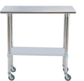 Stainless Steel Work Table 36“L x30 D, NSF Commercial Food Prep Worktable with Adjustable Undershelf and Casters for Restaurant, Home and Outdoors (36“L x30 D)