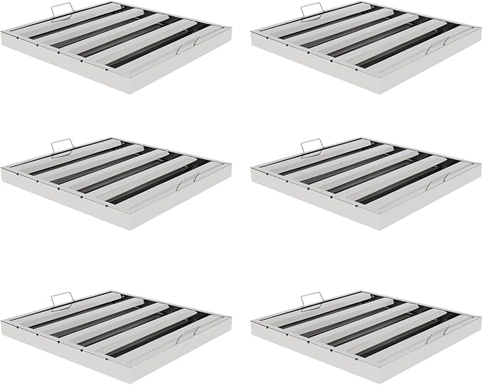Pack of 6 Range Hood Filter, 19.5" W x 19.5" H 430 Stainless Steel Exhaust Range Hood Filter Commercial 4 Grooves Stove Hood Vent Filter Replacement for Kitchen Restaurants Silver
