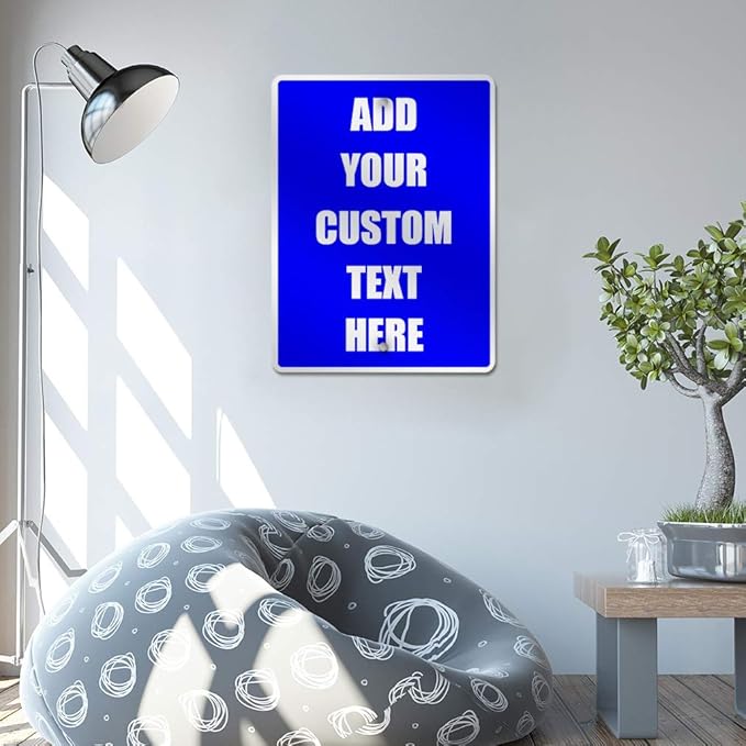 Aluminum Weatherproof Metal Sign Multiple Sizes Custom Personalized Text Here Blue White Notice Travel Vertical Street 9x12Inches