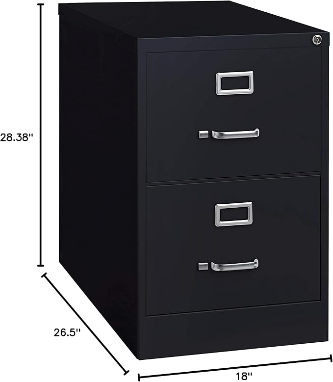 26.5 Inch Drawer, Width, Metal Cabinet for Home and Office Vertical File, 26.5" Deep 2-Drw Legal, Black