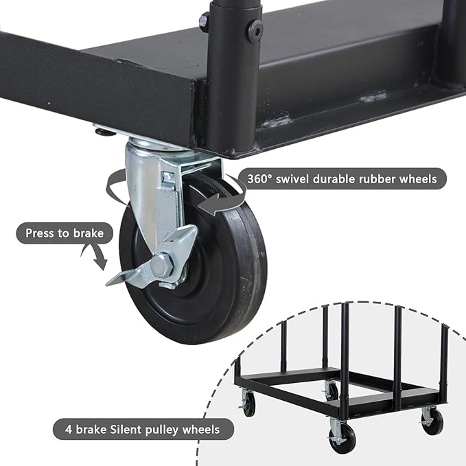 Steel Panel Truck,1500 LBS Panel Dollies Cart,Heavy Duty Drywall Sheet Cart for Lumber Furniture Warehouse Garage,with 4 Braking Casters