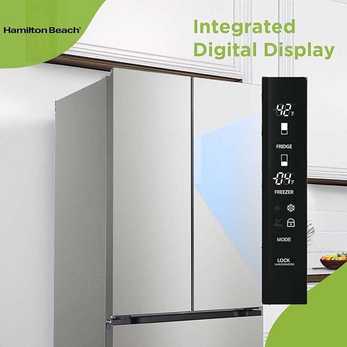 Hamilton Beach HBF1770 French Door Counter Depth Refrigerator with Freezer Drawer, 17.7 cu ft, Stainless Steel (Full Size)