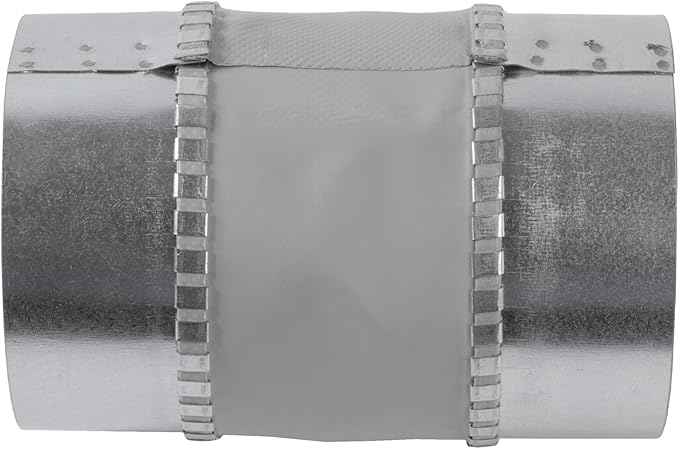 Vent Systems 4" Inch Flexible Vibration-Reducing Male Fit Duct Connector – Round Galvanized Steel Dryer Vent Hose Connector, Spiral Duct, Pipe Extender, HVAC Ventilation - Inline Duct Work Coupler