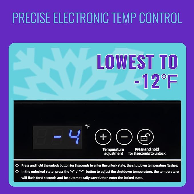 Chest Freezer, Small Deep 4.0 Cubic Feet Black Freezers, Compact Top Open Door with Electronic Panel, Temp Range -12 ℉ to 50 ℉, Two Storage Wire Baskets, Manual Defrost