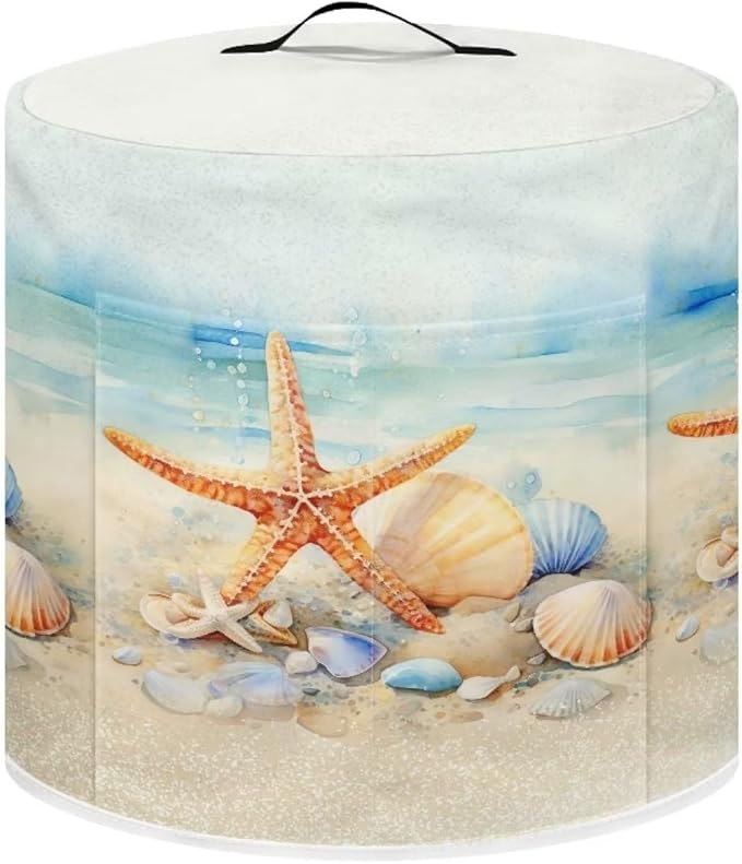 Dust Cover for 8 Quart Pressure Cooker Accessories, Dust Proof Easy to Clean Electric Appliance Cover Air Fryer Accessories with Pocket, Watercolor Starfish Seashell