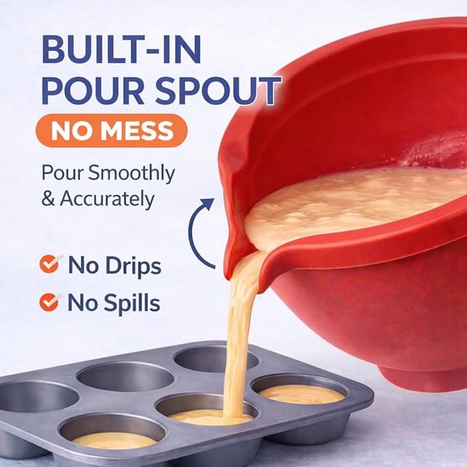 Silicone Mixing Bowl Liners for 5-Qt Tilt-Head Stand Mixers, Extra-Thick Non-Stick Silicone Bowl Inserts with Airtight Lids, BPA-Free Dough, Batter & Food Storage Liners, Set of 3
