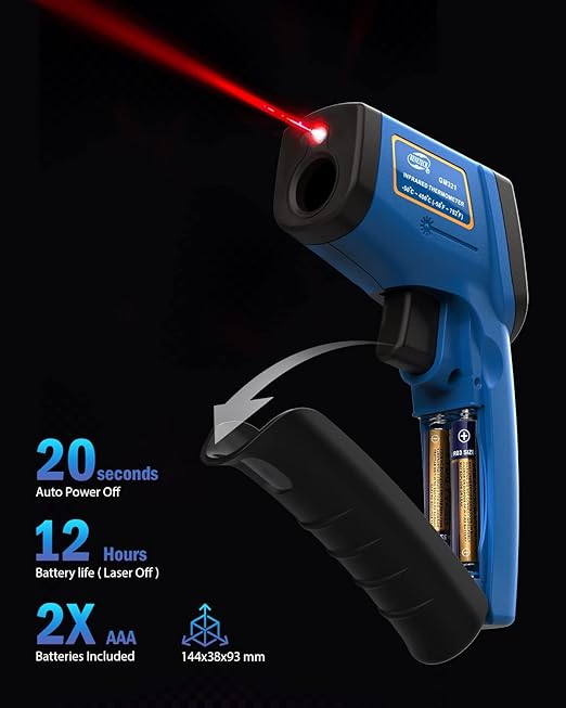 Infrared Thermometer Laser Temperature Gun, Digital Surface Heat Temp Gun Non-Contact for Cooking Food, Pizza Oven, Griddle Meat, Refrigerator, HVAC, Grill, Engine -58℉~752℉