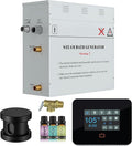 Builders Series 9kW Steam Bath Generator with Quickstart Continuous Steam, Black Digital Touch Pad, Built-in Auto-Drain, and Aroma Steamhead in Matte Black