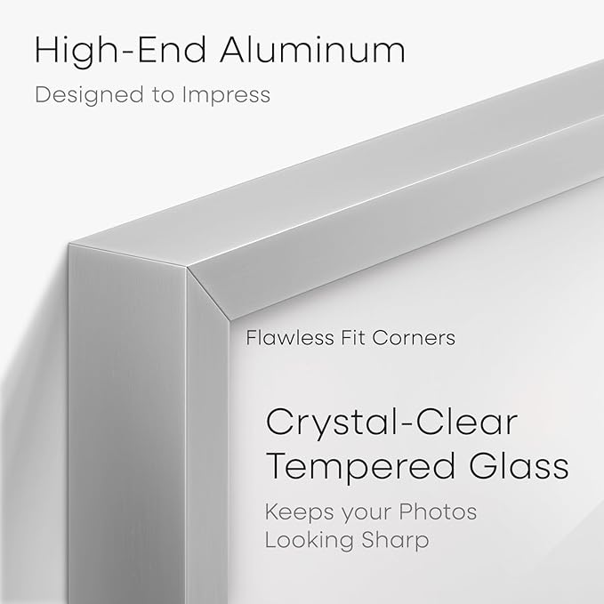 Homeforia 11x18 Silver Diploma Frame with Photo, High End Metal 11 x 18 Certificate Frame with Mat for 8.5x11 Diploma and 5x7 Picture, 18x11 Award Graduation Frames, Tempered Glass, Wall Kit, Set of 3